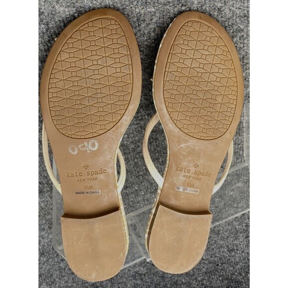 Kate Spade Sandals Women Size 6.5 Mistic Bow Flat Thong Pink Beige Flip Flop - Picture 4 of 8